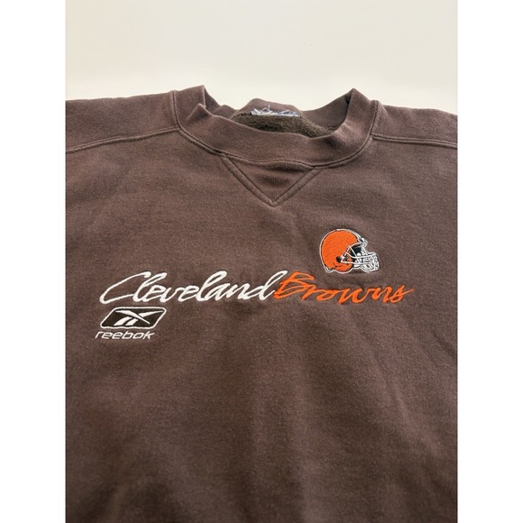 VTG Reebok Cleveland Browns NFL Crewneck Sweater SZ Large Brown - Picture 3 of 5
